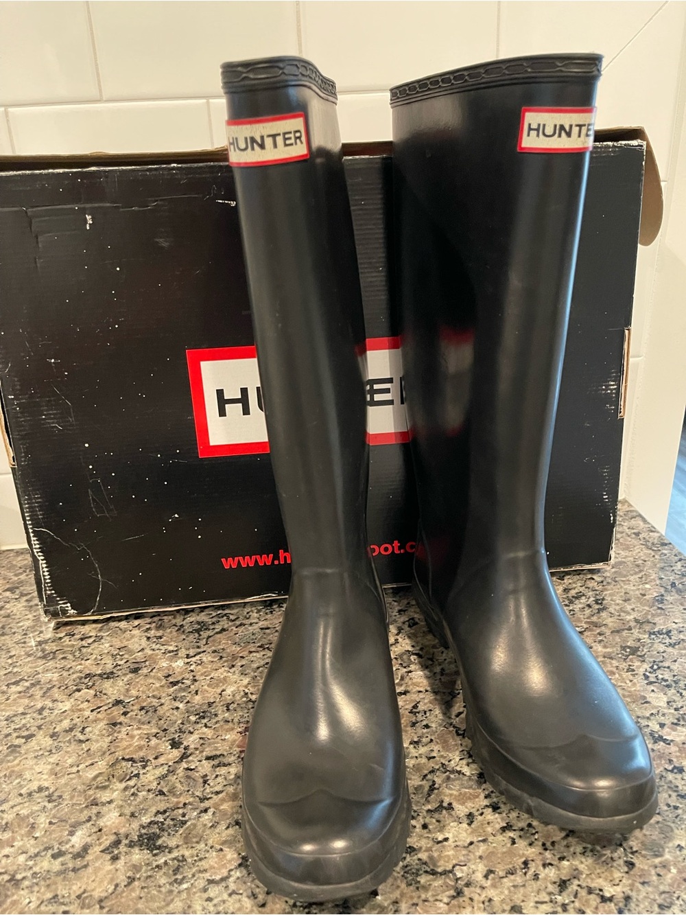 Hunter Black Tall Gloss Rubber Women's Rain Boots